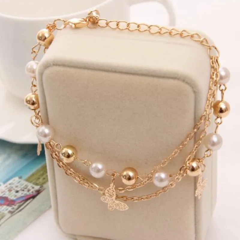 Charm Butterfly Multi Layer Bracelet Chain Women Wedding Jewelry