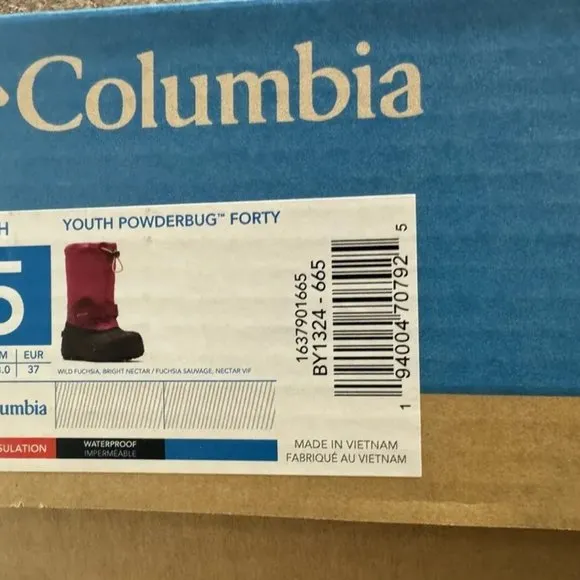 Columbia Powderbug Forty Snow Boot Size 5 M Big Kid