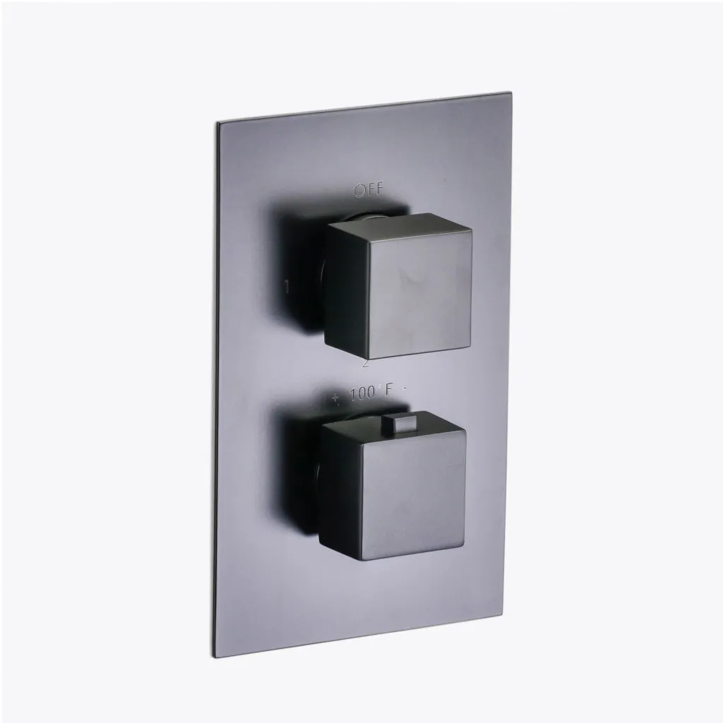 Devon 3-Way Thermostatic Trim Complete Shower Set - Wall Mount - 10" Brass/Matt Black