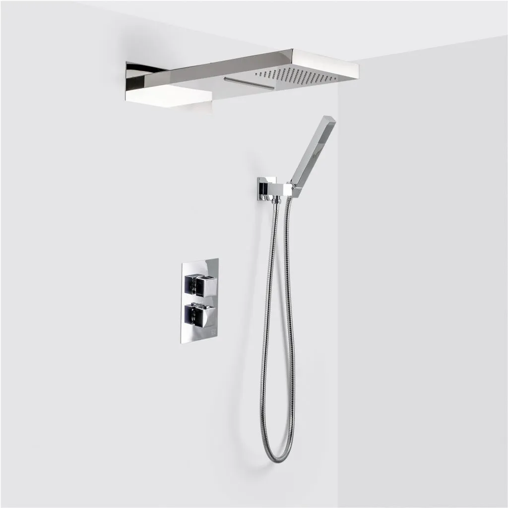 Devon 3-Way Thermostatic Trim Complete Shower Set - Wall Mount - 10" Brass/Polished Chrome