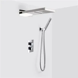 Devon 3-Way Thermostatic Trim Complete Shower Set - Wall Mount - 10" Brass/Polished Chrome