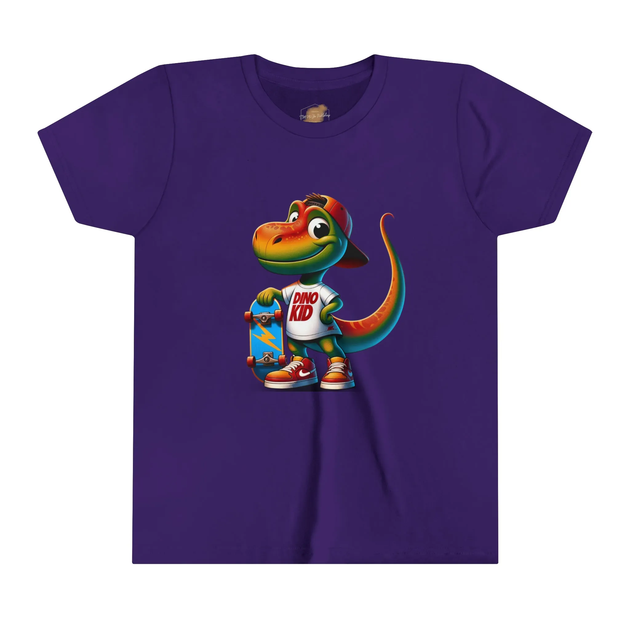 Dino Kid Skater Boy T-Shirt: Youth Short Sleeve Tee
