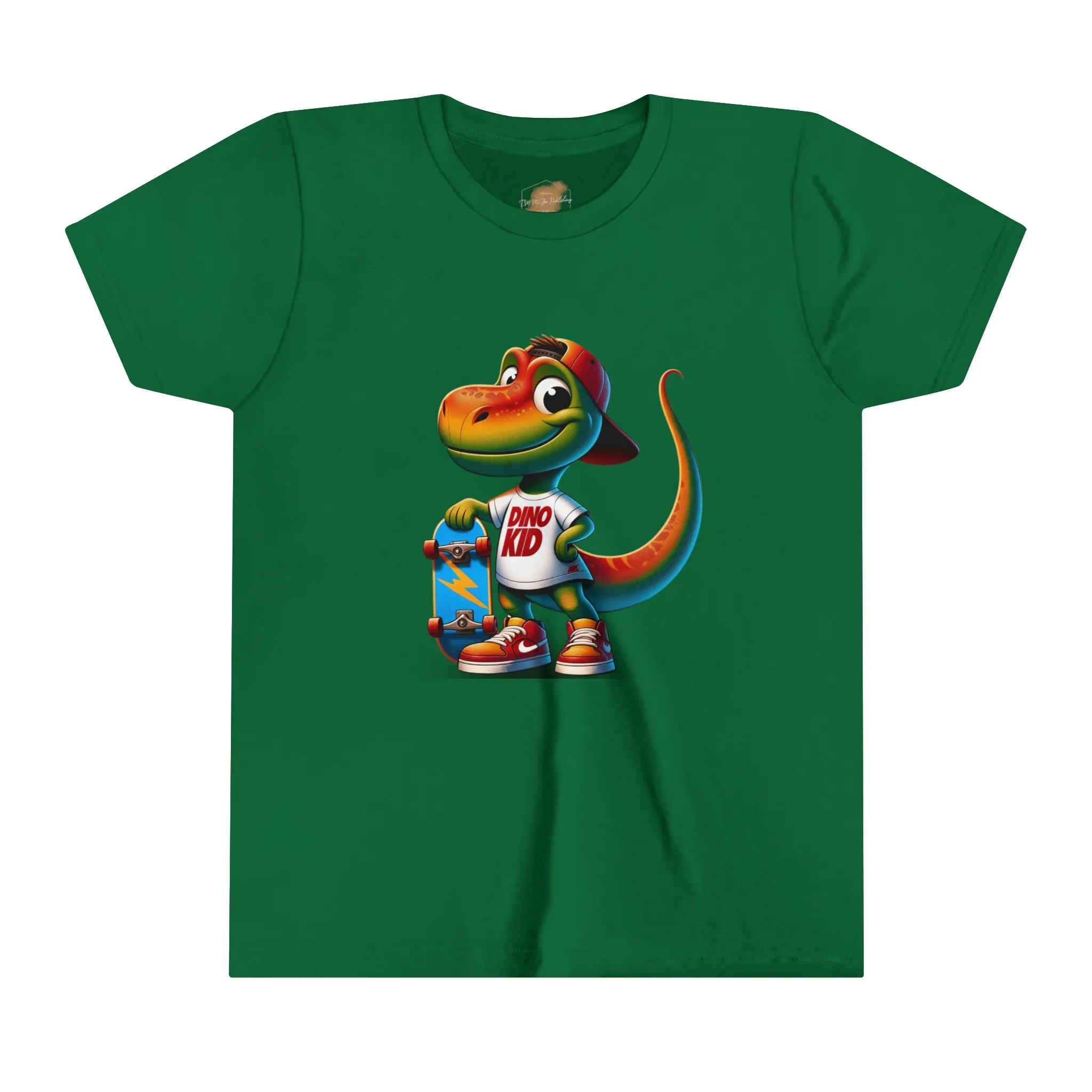 Dino Kid Skater Boy T-Shirt: Youth Short Sleeve Tee