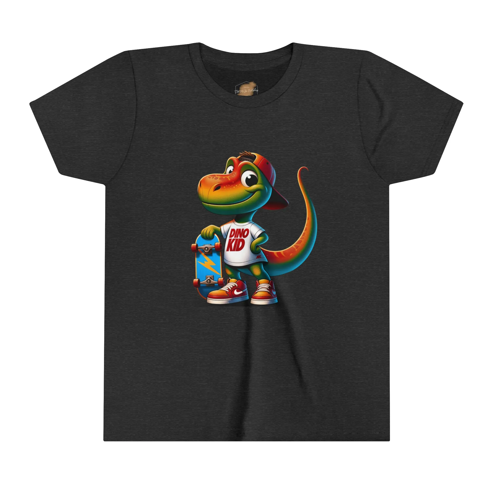 Dino Kid Skater Boy T-Shirt: Youth Short Sleeve Tee