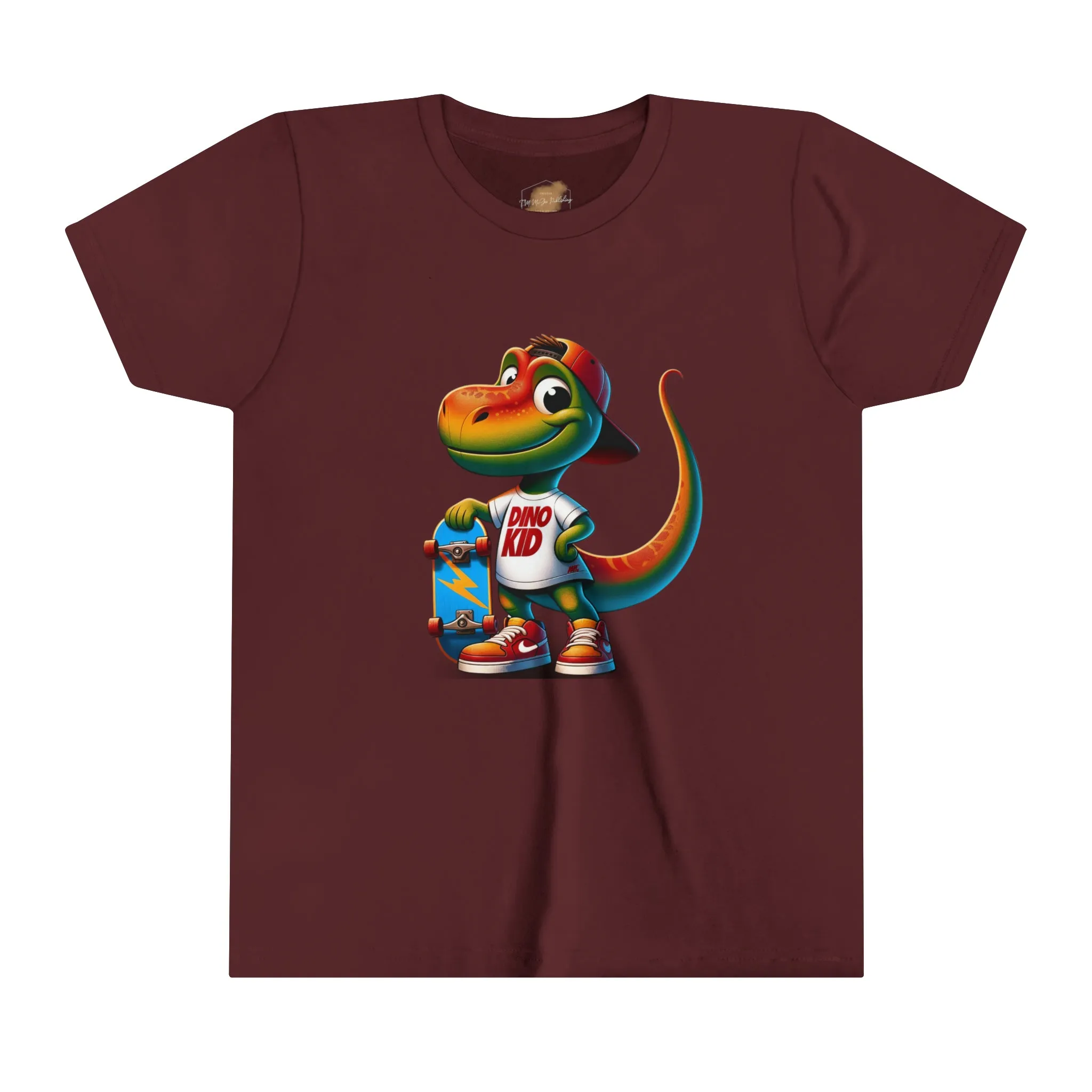 Dino Kid Skater Boy T-Shirt: Youth Short Sleeve Tee