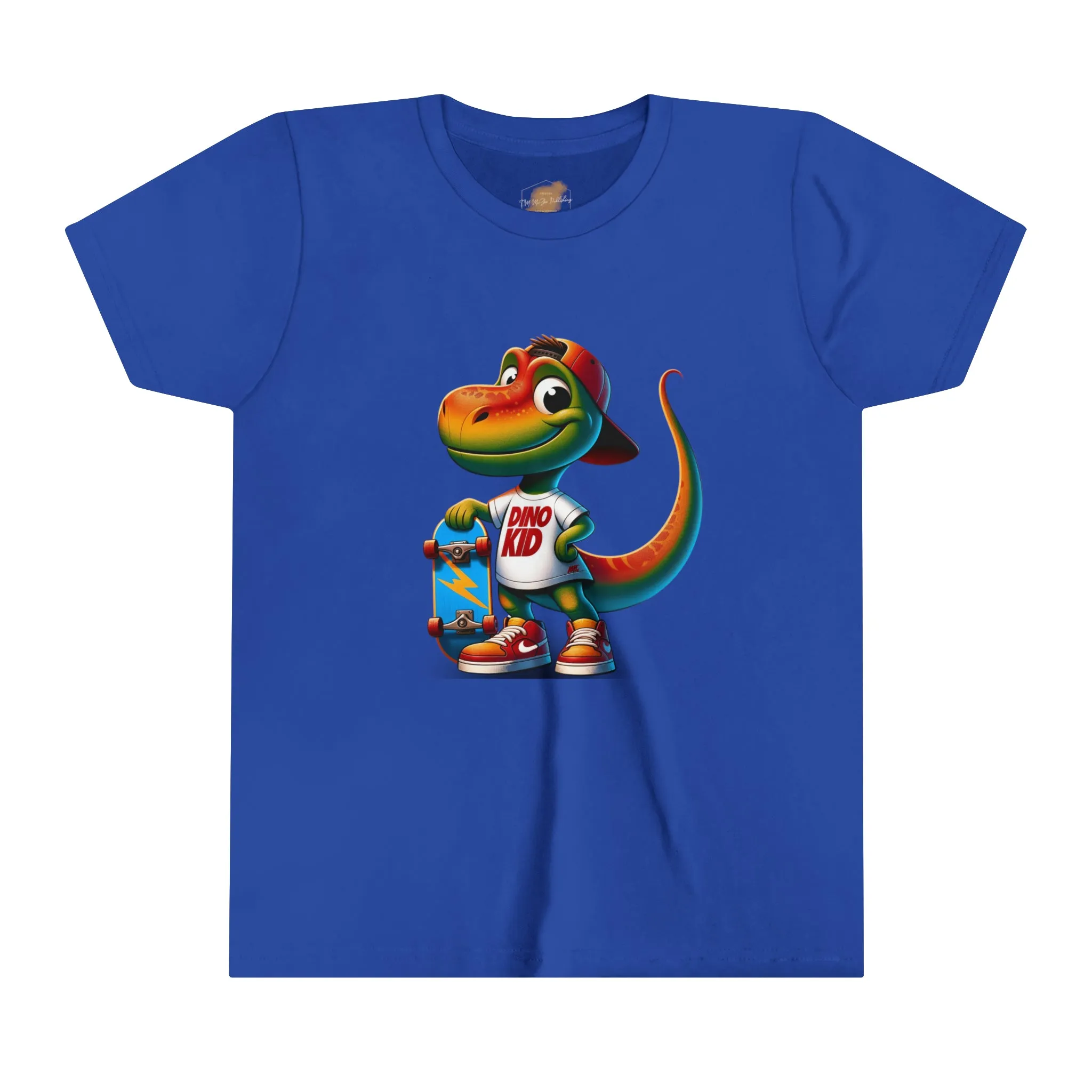 Dino Kid Skater Boy T-Shirt: Youth Short Sleeve Tee