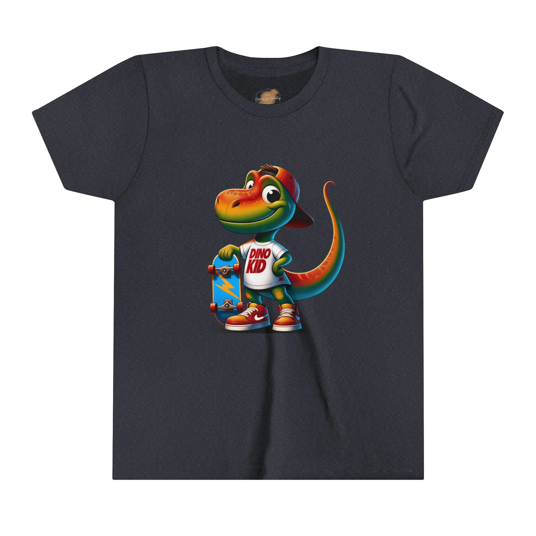 Dino Kid Skater Boy T-Shirt: Youth Short Sleeve Tee