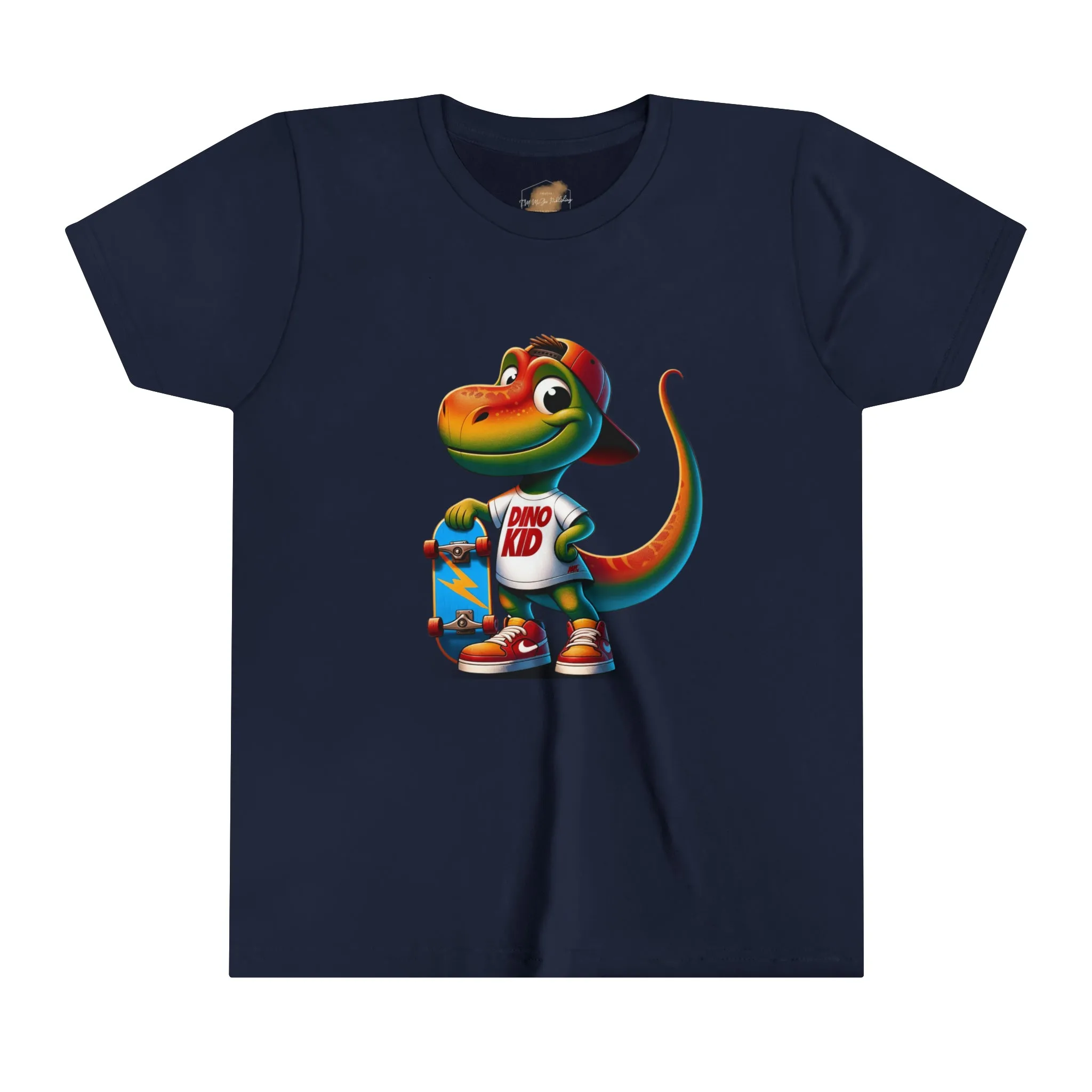 Dino Kid Skater Boy T-Shirt: Youth Short Sleeve Tee
