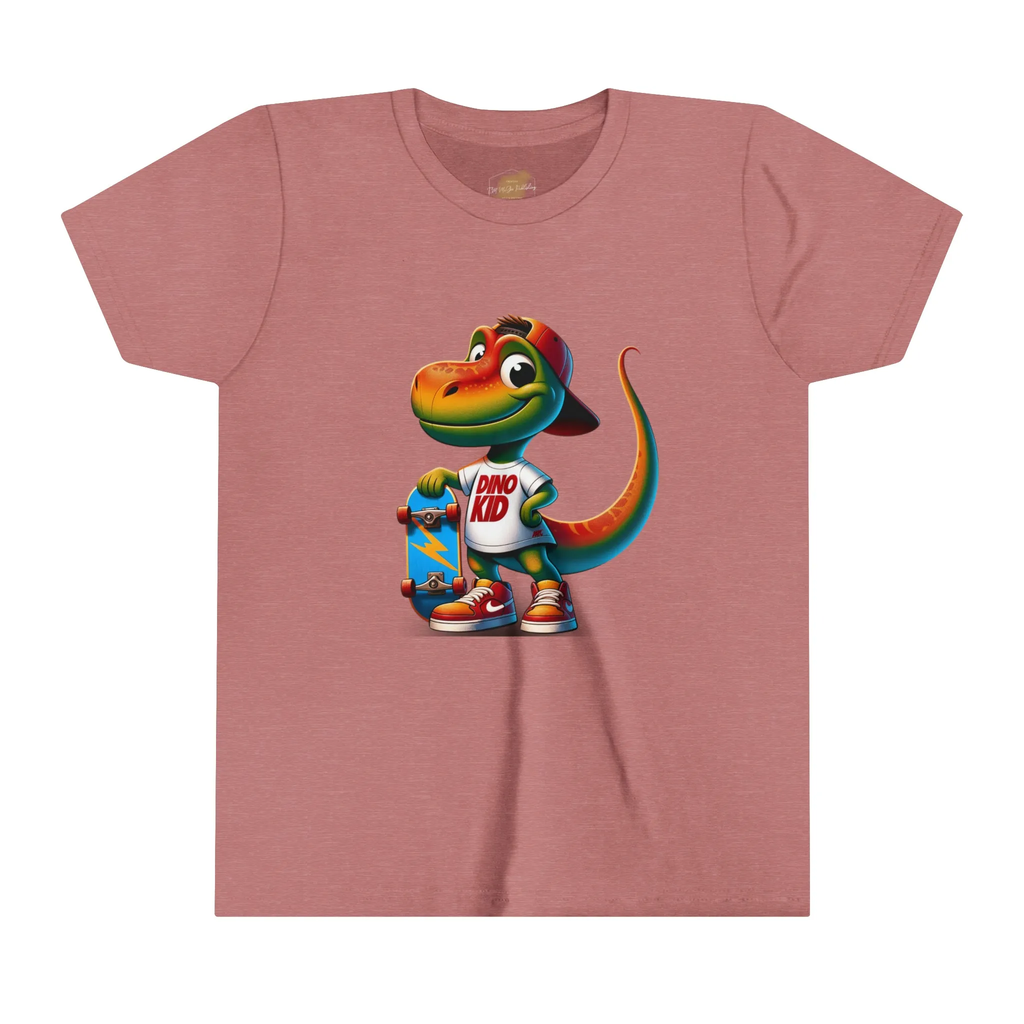 Dino Kid Skater Boy T-Shirt: Youth Short Sleeve Tee