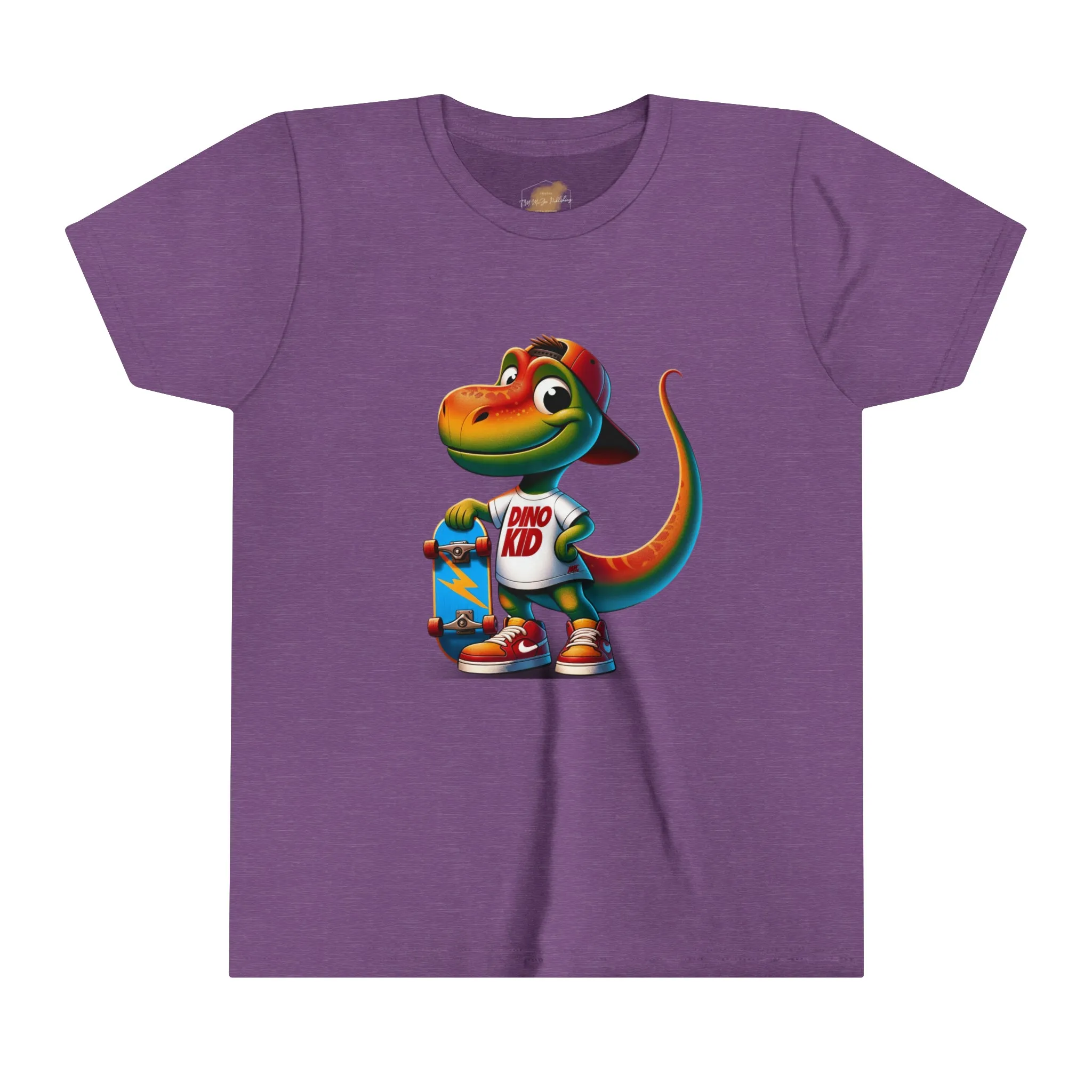 Dino Kid Skater Boy T-Shirt: Youth Short Sleeve Tee