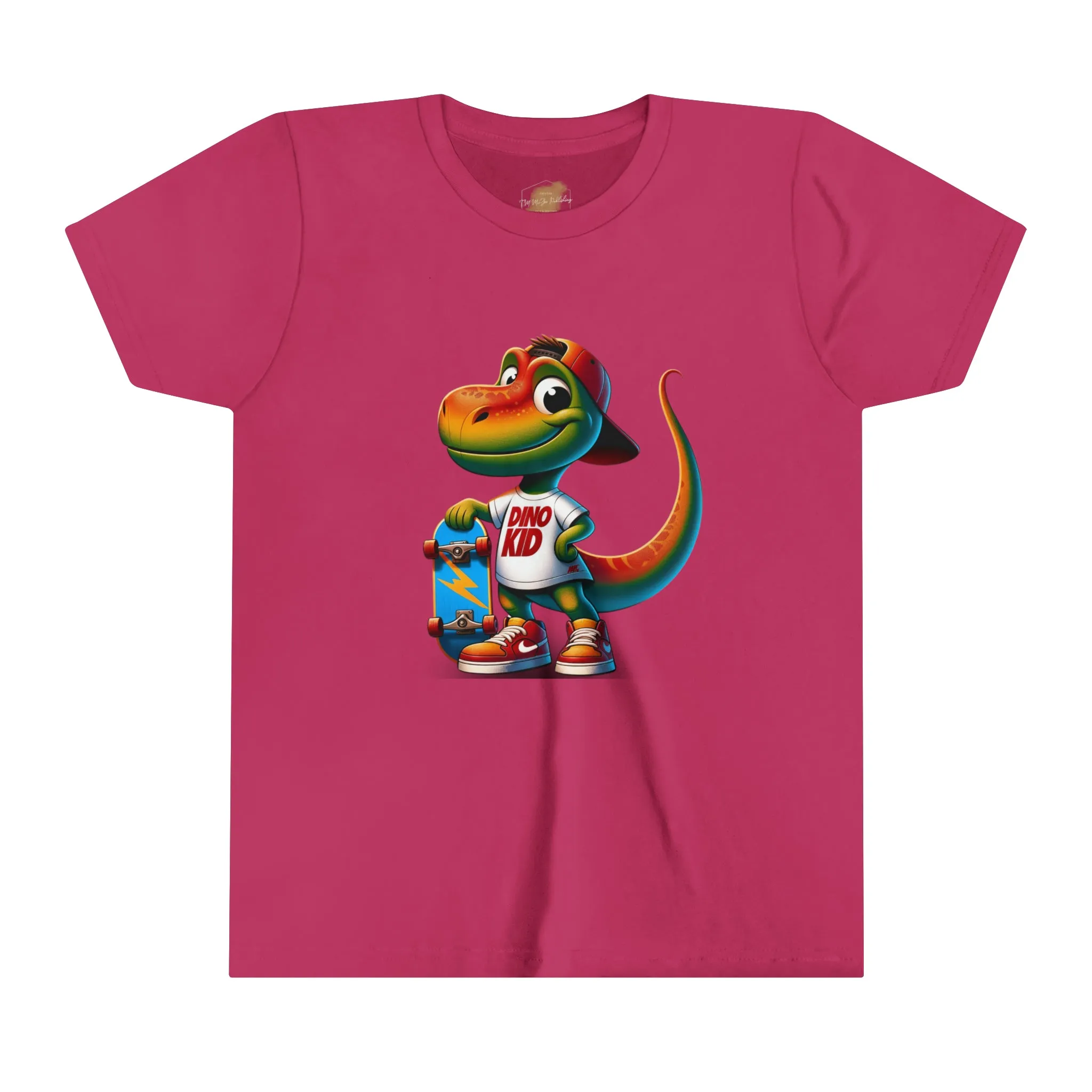 Dino Kid Skater Boy T-Shirt: Youth Short Sleeve Tee