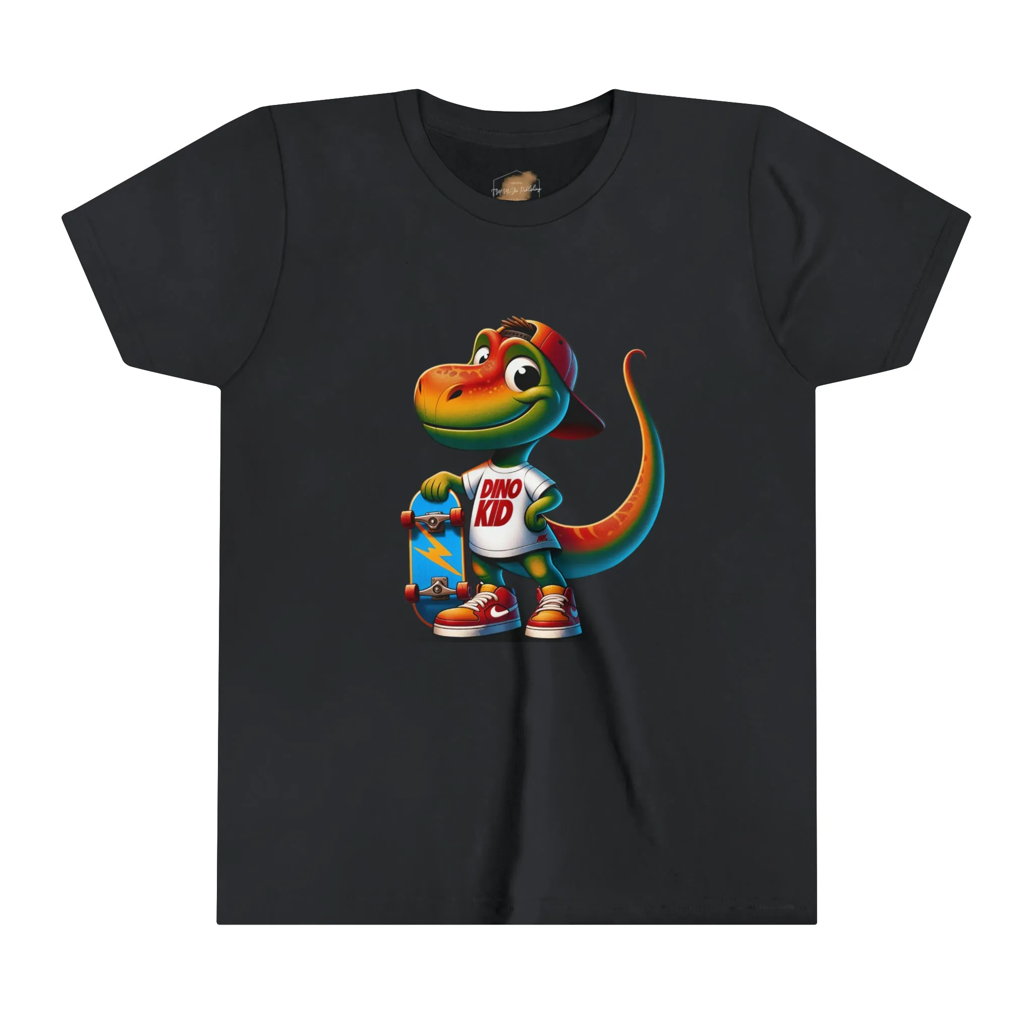 Dino Kid Skater Boy T-Shirt: Youth Short Sleeve Tee