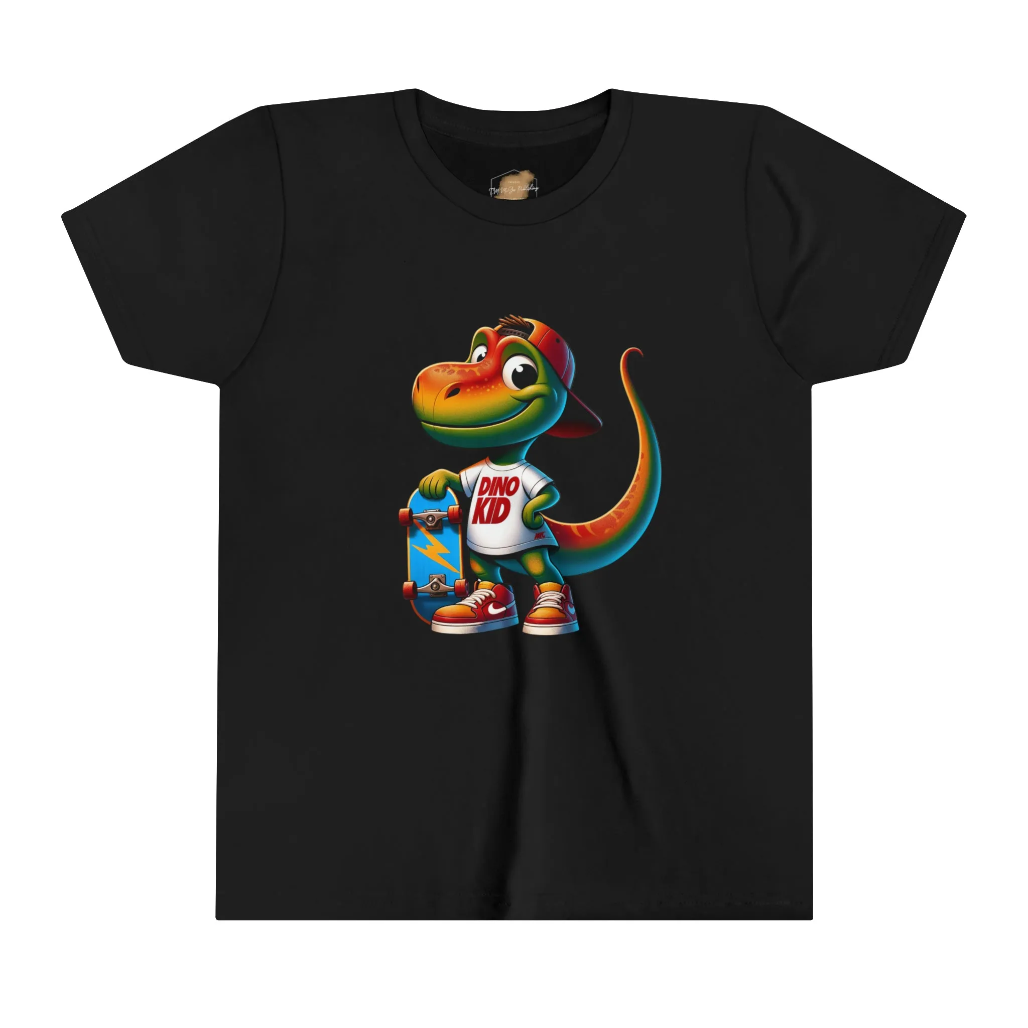 Dino Kid Skater Boy T-Shirt: Youth Short Sleeve Tee