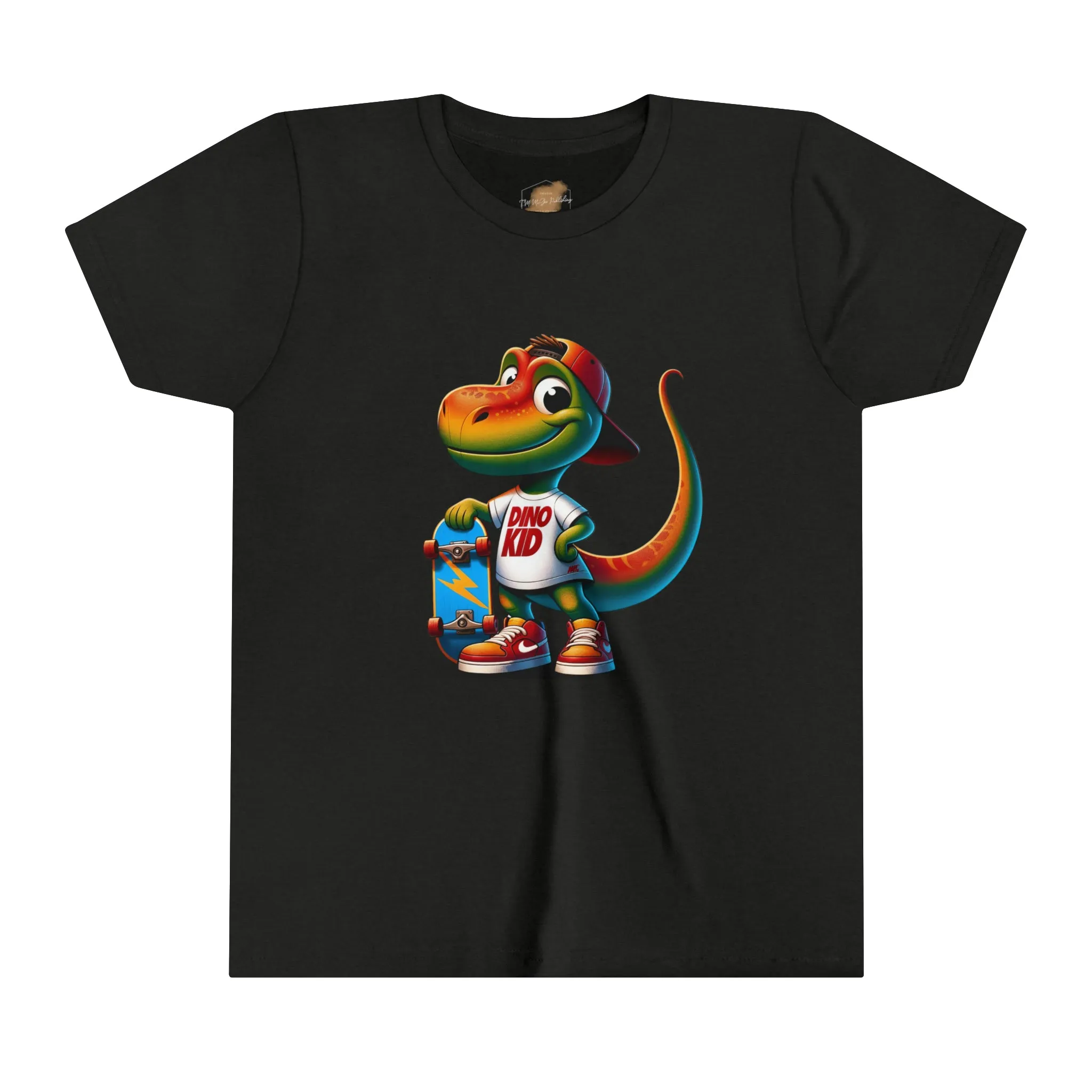 Dino Kid Skater Boy T-Shirt: Youth Short Sleeve Tee