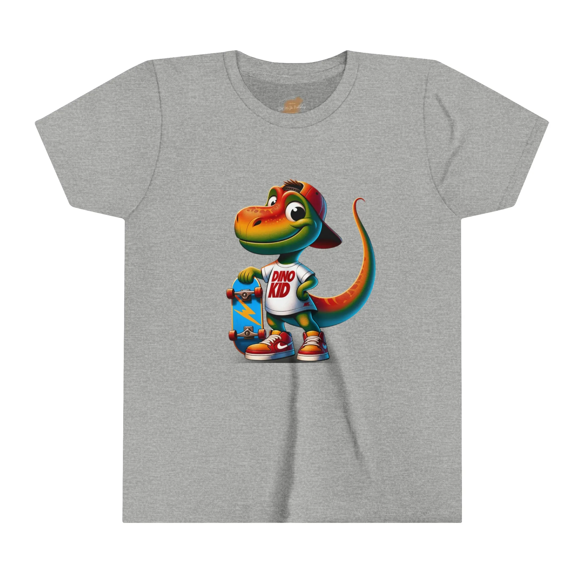 Dino Kid Skater Boy T-Shirt: Youth Short Sleeve Tee