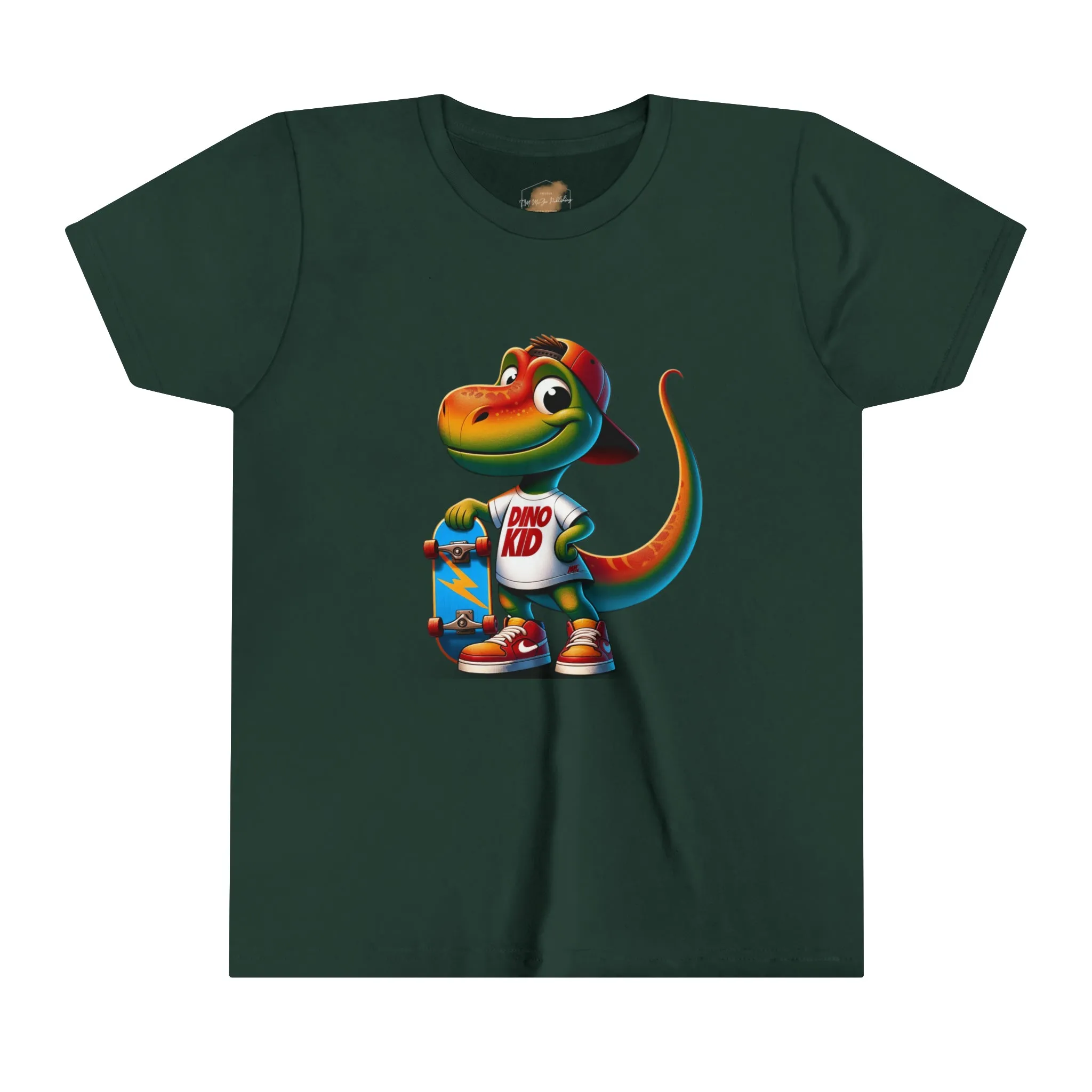Dino Kid Skater Boy T-Shirt: Youth Short Sleeve Tee