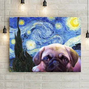 Dog Starry Night Premium Canvas Wall Art