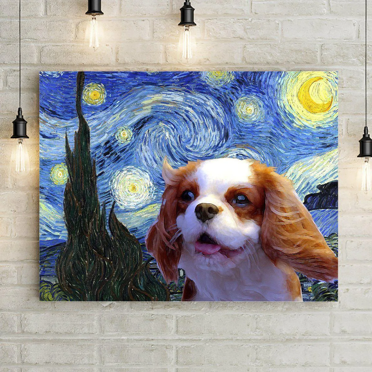 Dog Starry Night Premium Canvas Wall Art