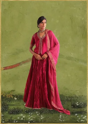 Double Layer Choli With Zardozi And Multi Color Silk Skirt