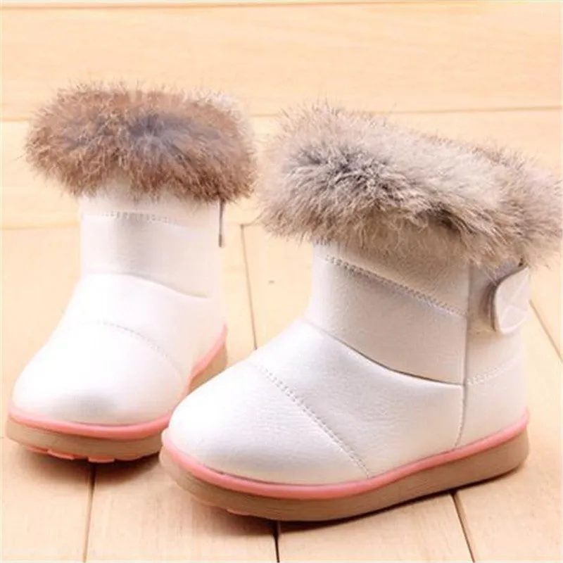 EU21-30 Winter Warm Wool Cloth With Soft Nap Of Rabbit Hair Fur Rubber Soles Children Snow Boots Kids Shoes For Girls Boots