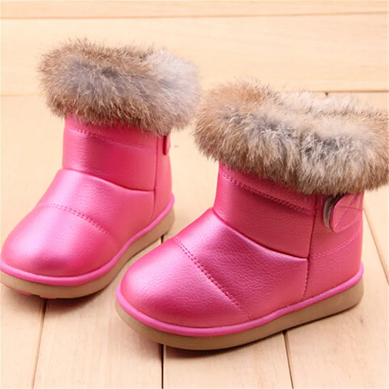 EU21-30 Winter Warm Wool Cloth With Soft Nap Of Rabbit Hair Fur Rubber Soles Children Snow Boots Kids Shoes For Girls Boots