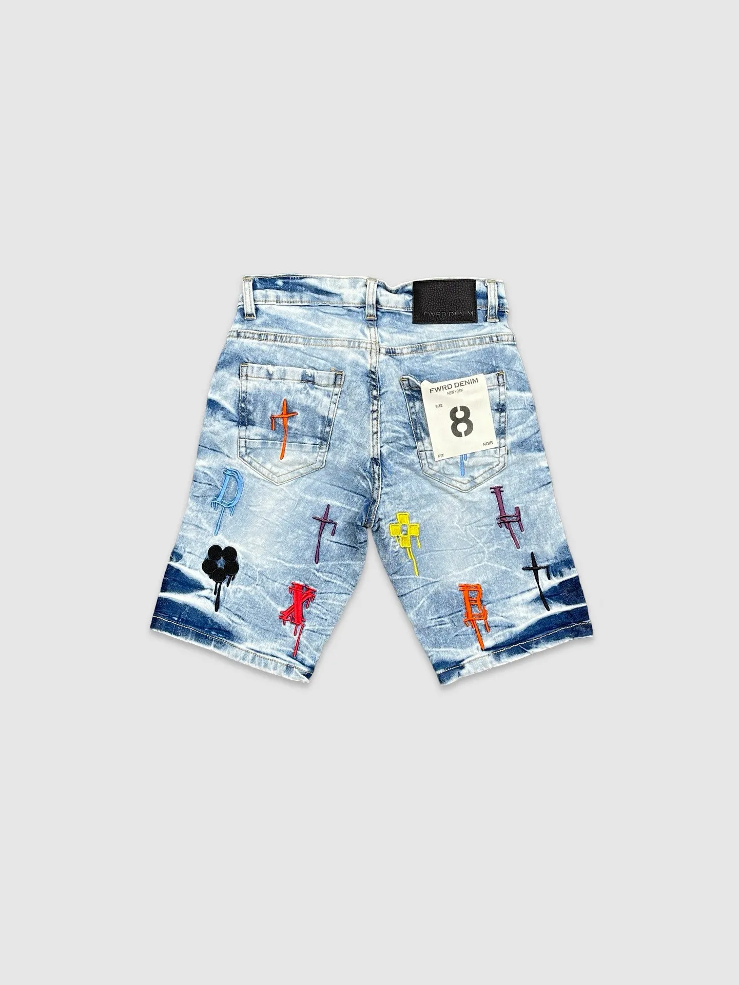 EVO-22968K-Kid's Drippy Logo Denim Shorts