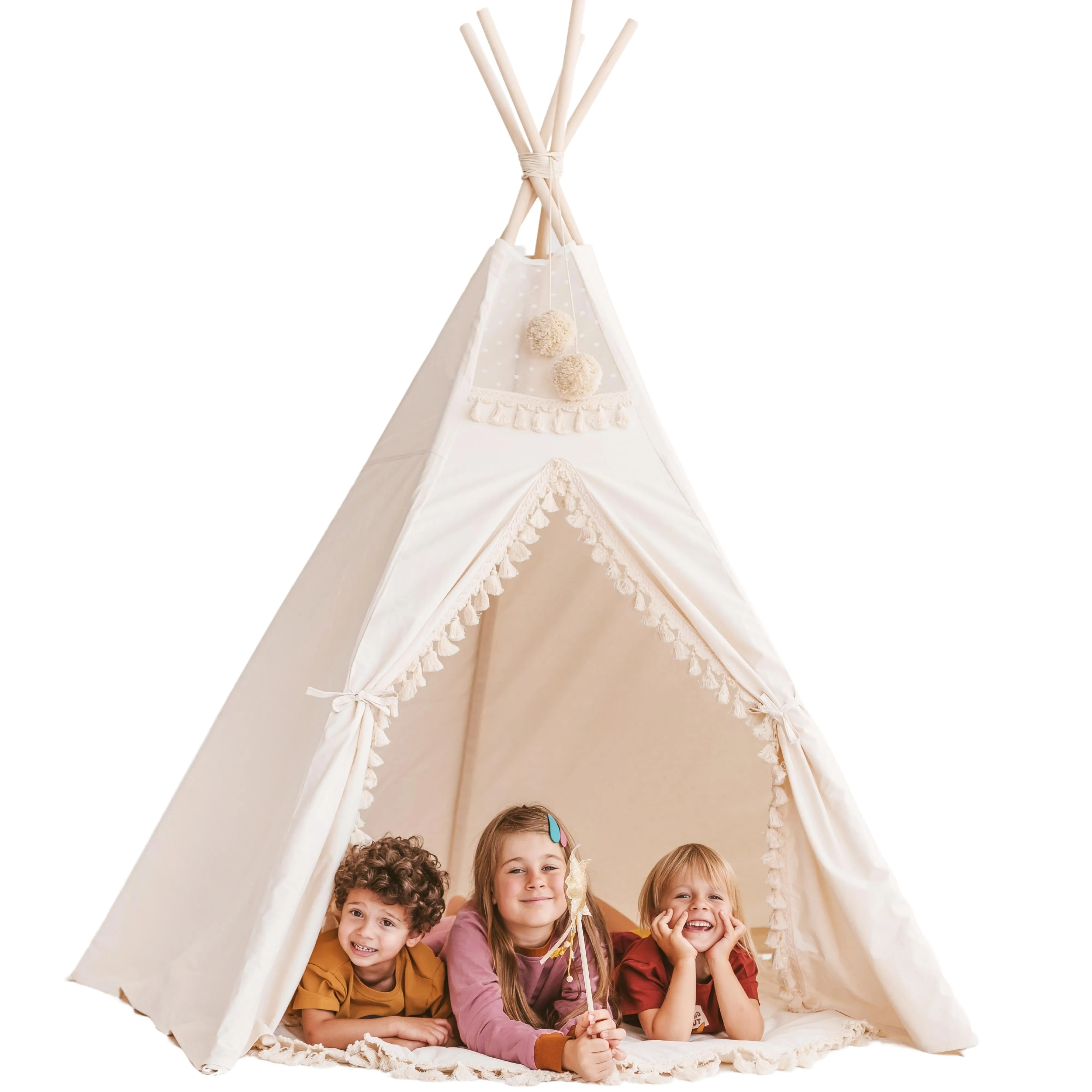 Extra Large Indoor Teepee Tent with Tassel decor