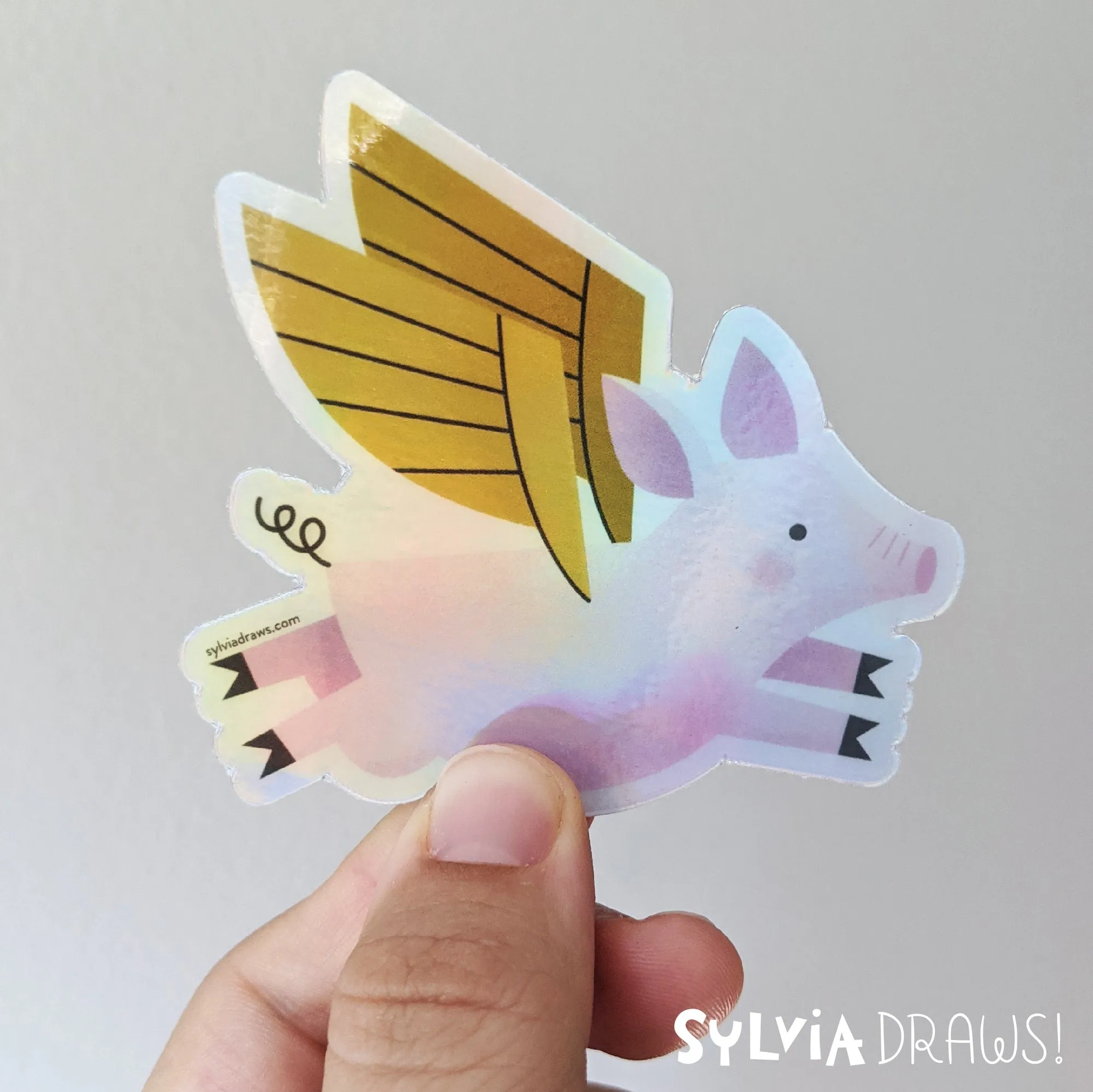 Flying Pig Holographic Foil Sticker