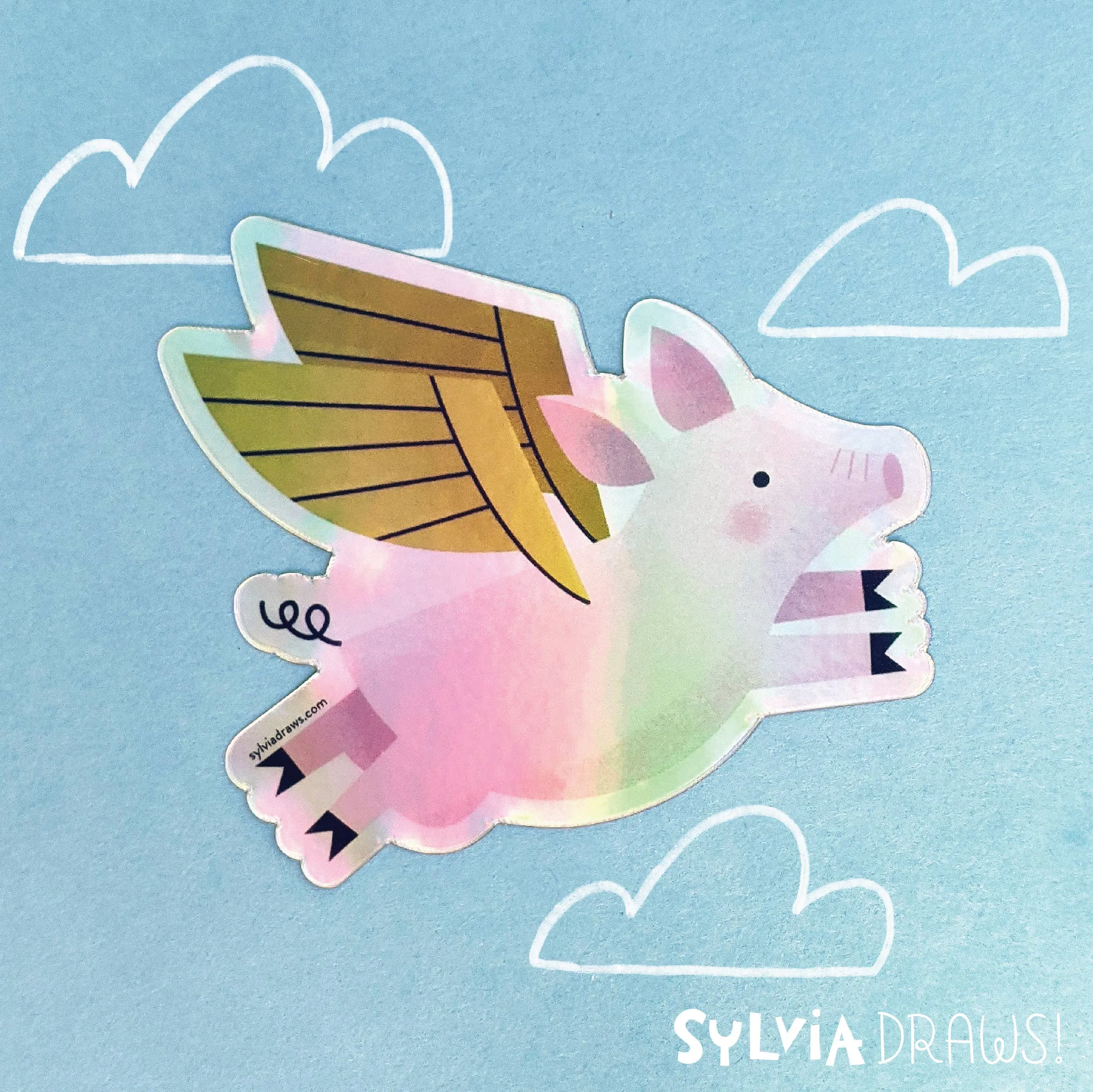 Flying Pig Holographic Foil Sticker