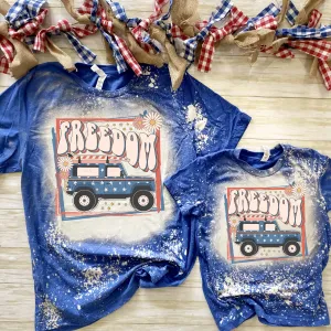 Freedom Jeep Bleached shirt - 4th of July shirt Kids 18/20