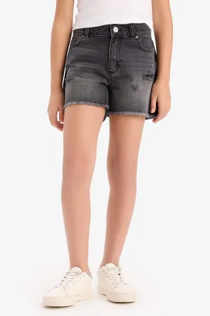 Girl Ripped Detailed Cotton Shorts