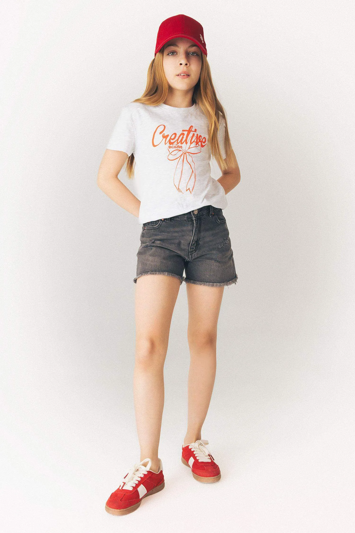 Girl Ripped Detailed Cotton Shorts