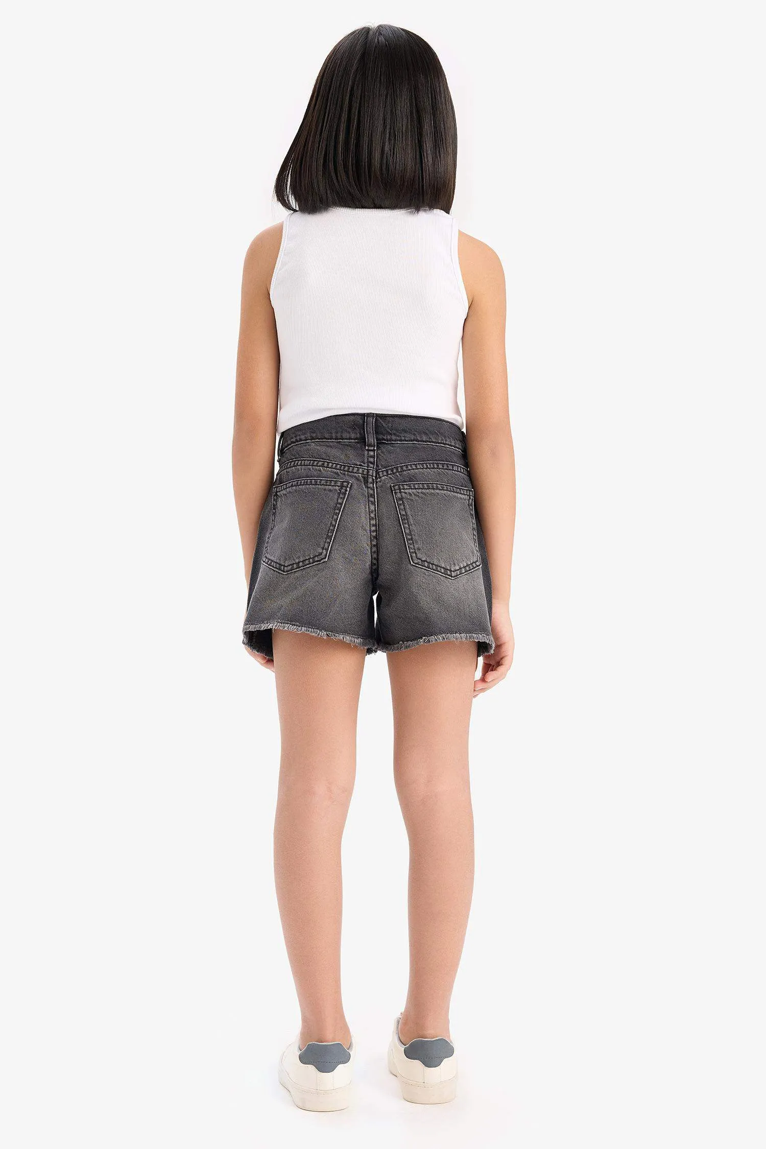Girl Ripped Detailed Cotton Shorts