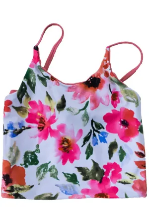 GIRLS Pink Floral Reversible Swim Top (Size 2) - Final Sale