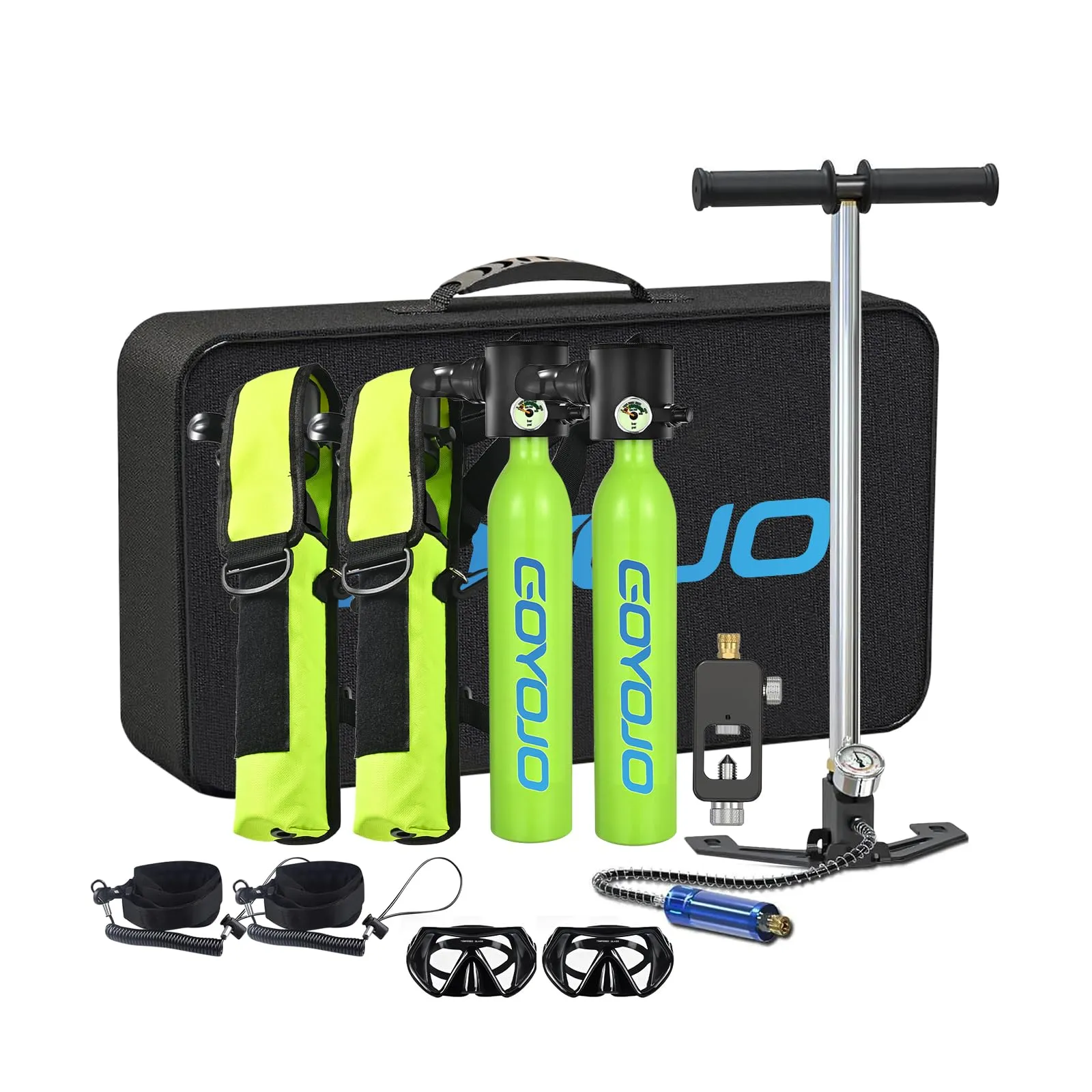 GOYOJO 0.5L Mini Scuba Tank - Portable Dive System 5-10 Minutes Underwater Breathing, Reusable Oxygen Cylinder Kit, Ideal for Diving Training, Up to 10M Depth
