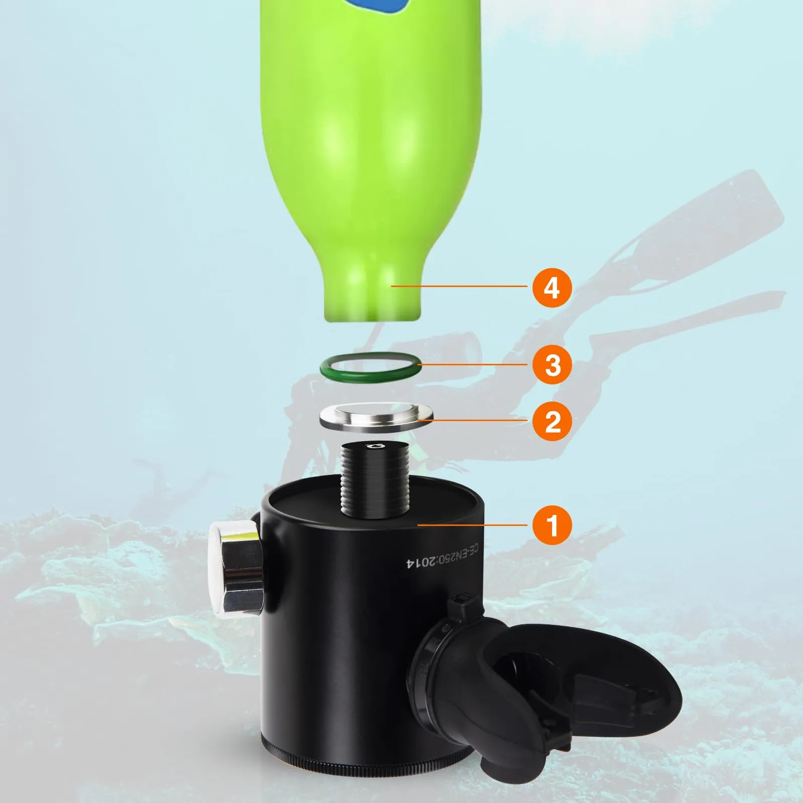 GOYOJO 0.5L Mini Scuba Tank - Portable Dive System 5-10 Minutes Underwater Breathing, Reusable Oxygen Cylinder Kit, Ideal for Diving Training, Up to 10M Depth