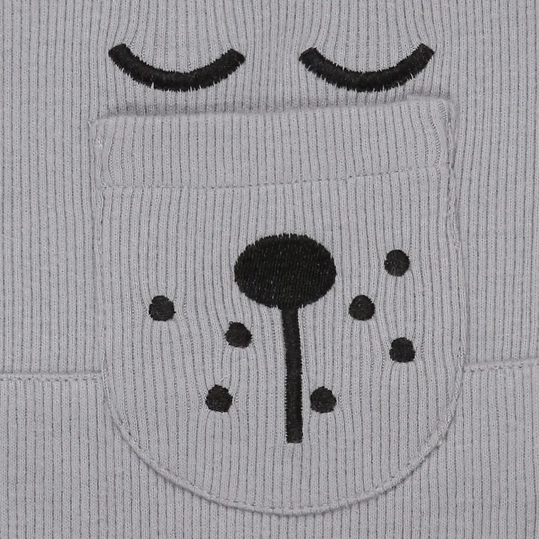 Grey Character Applique Dungarees