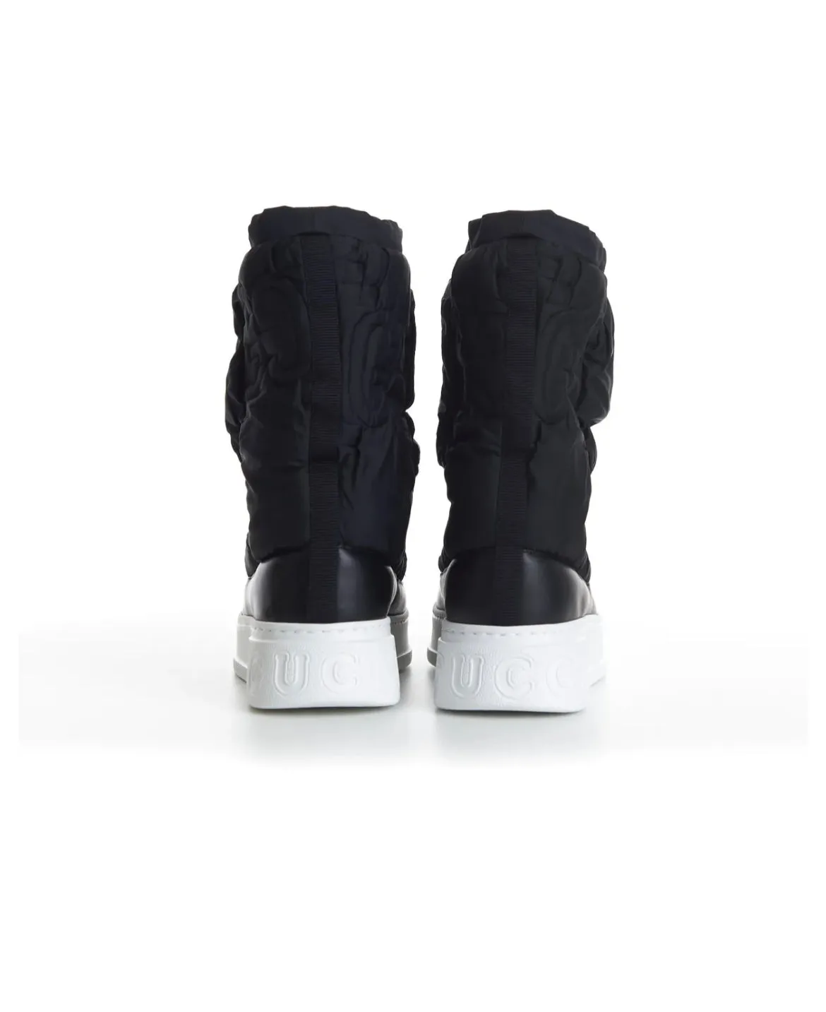 GUCCI GG NYLON MATELASSE PADDED SNOW BOOTS - BLACK / WHITE