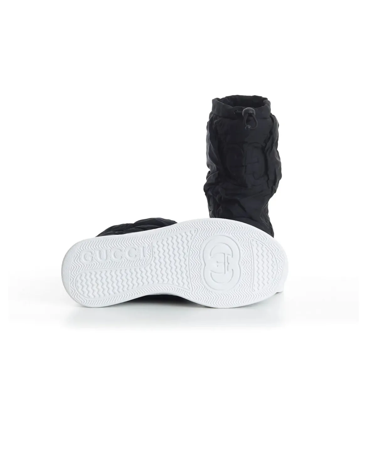 GUCCI GG NYLON MATELASSE PADDED SNOW BOOTS - BLACK / WHITE