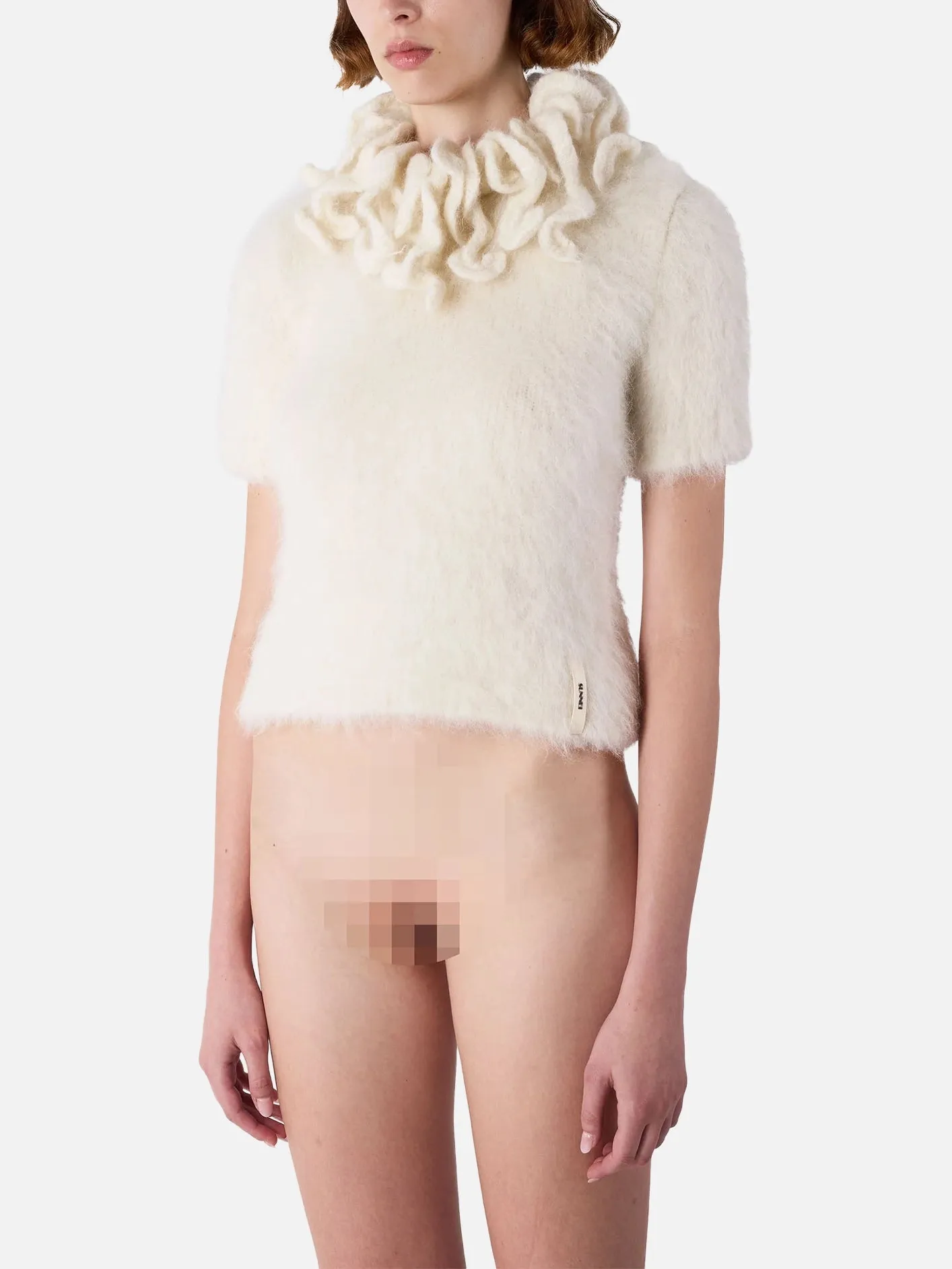 Hairy Knit SS Top - Off White
