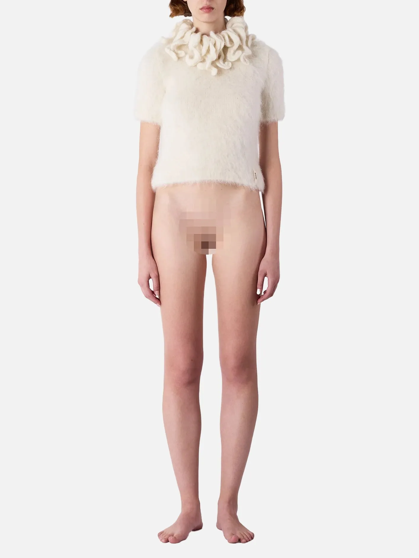 Hairy Knit SS Top - Off White