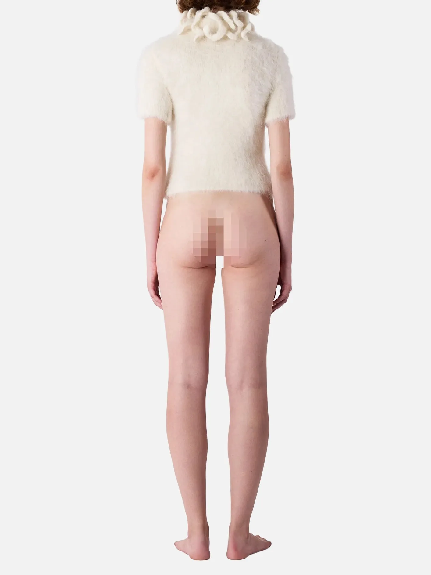 Hairy Knit SS Top - Off White