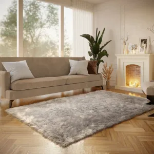 Haja Handmade Shag Faux Sheepskin Gray Area Rug Everly Quinn Rug Size: Rectangle 10' x 14'