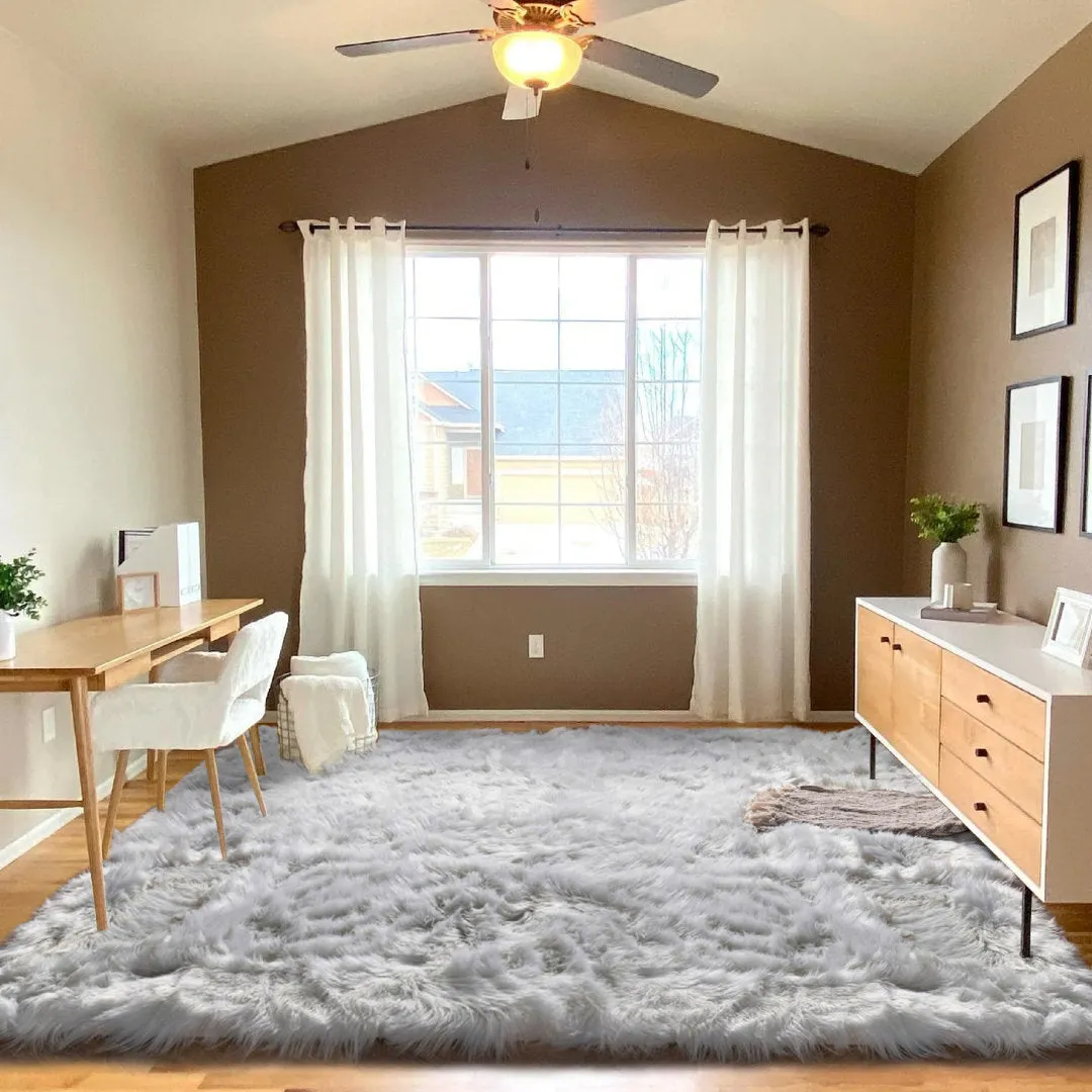 Haja Handmade Shag Faux Sheepskin Gray Area Rug Everly Quinn Rug Size: Rectangle 10' x 14'