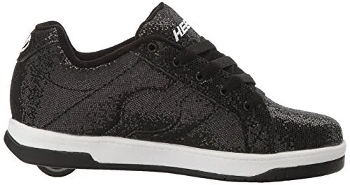 Heelys Girls Split Sneaker, Black Disco Glitter, 7 Little Kid