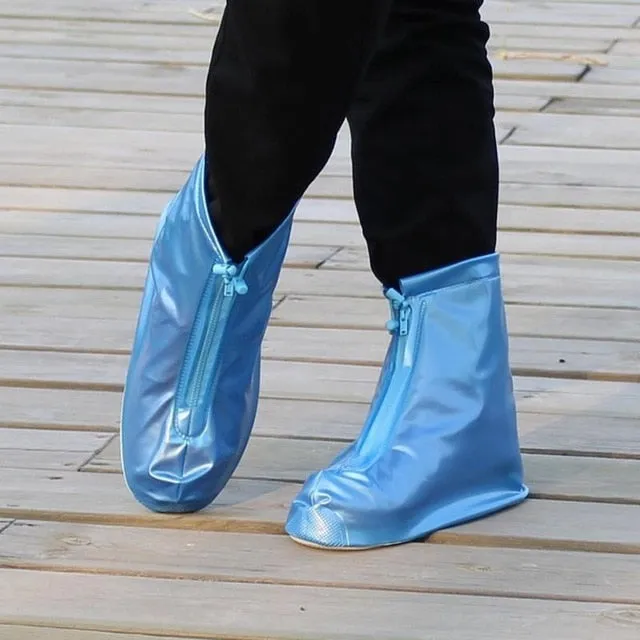 High Quality Men Women's Rain Waterproof Boots Cover Heels Boots Reusable Shoes Covers Thicker Non-slip Platform Rain Boots #921