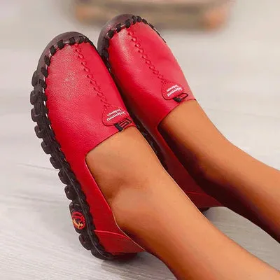 Hollowed Leather Wide Fit Driving Loafers Slip On