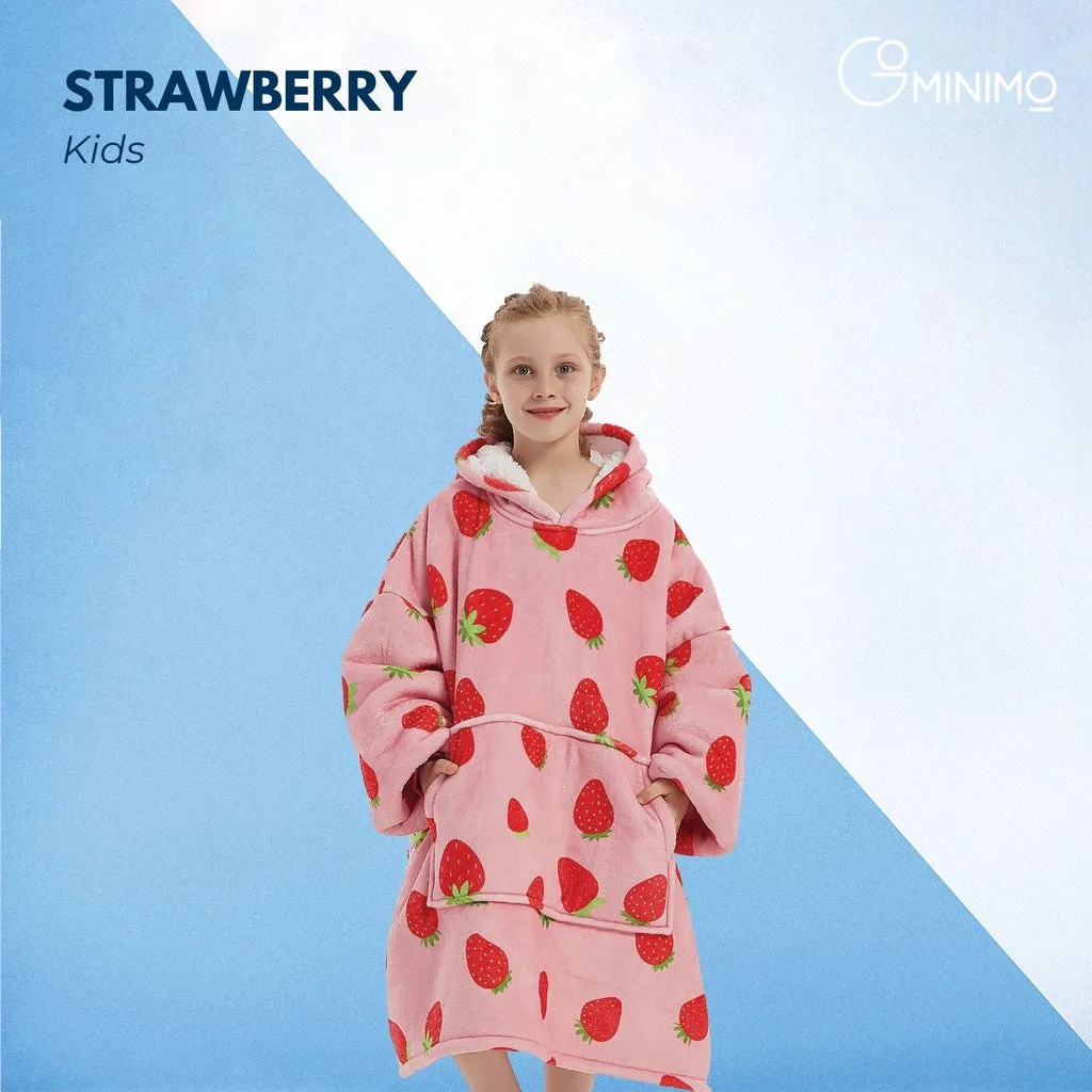 Hoodie Blanket Kids Strawberry Pink