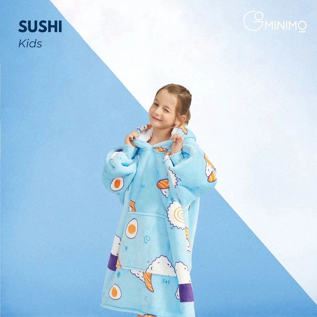Hoodie Blanket Kids Sushi Blue