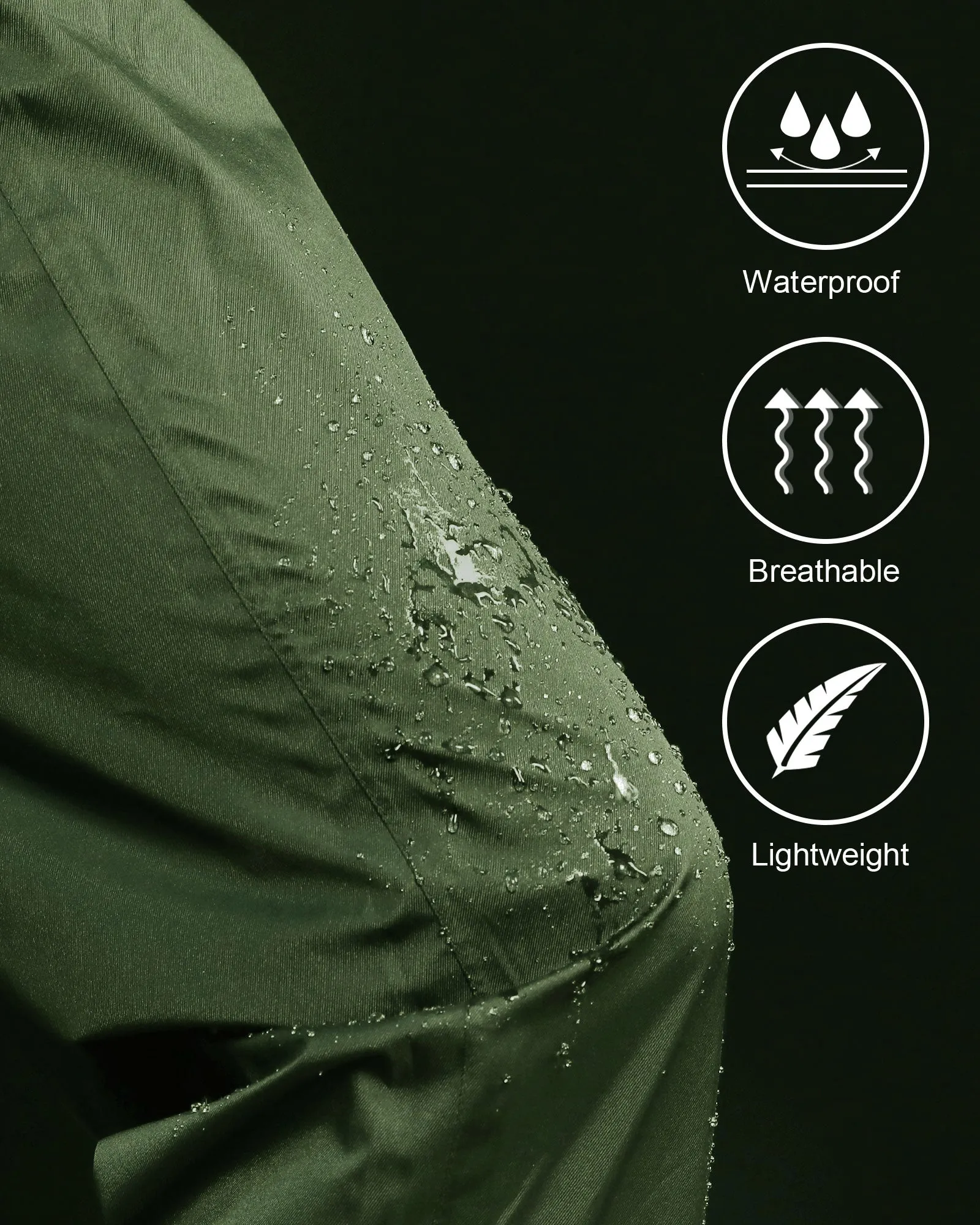 iCreek Women's Rain Pants Waterproof Hiking Pants Windproof Lightweight Over Pants Work Rain Outdoor for Golf, Fishing(Green with Pocket)